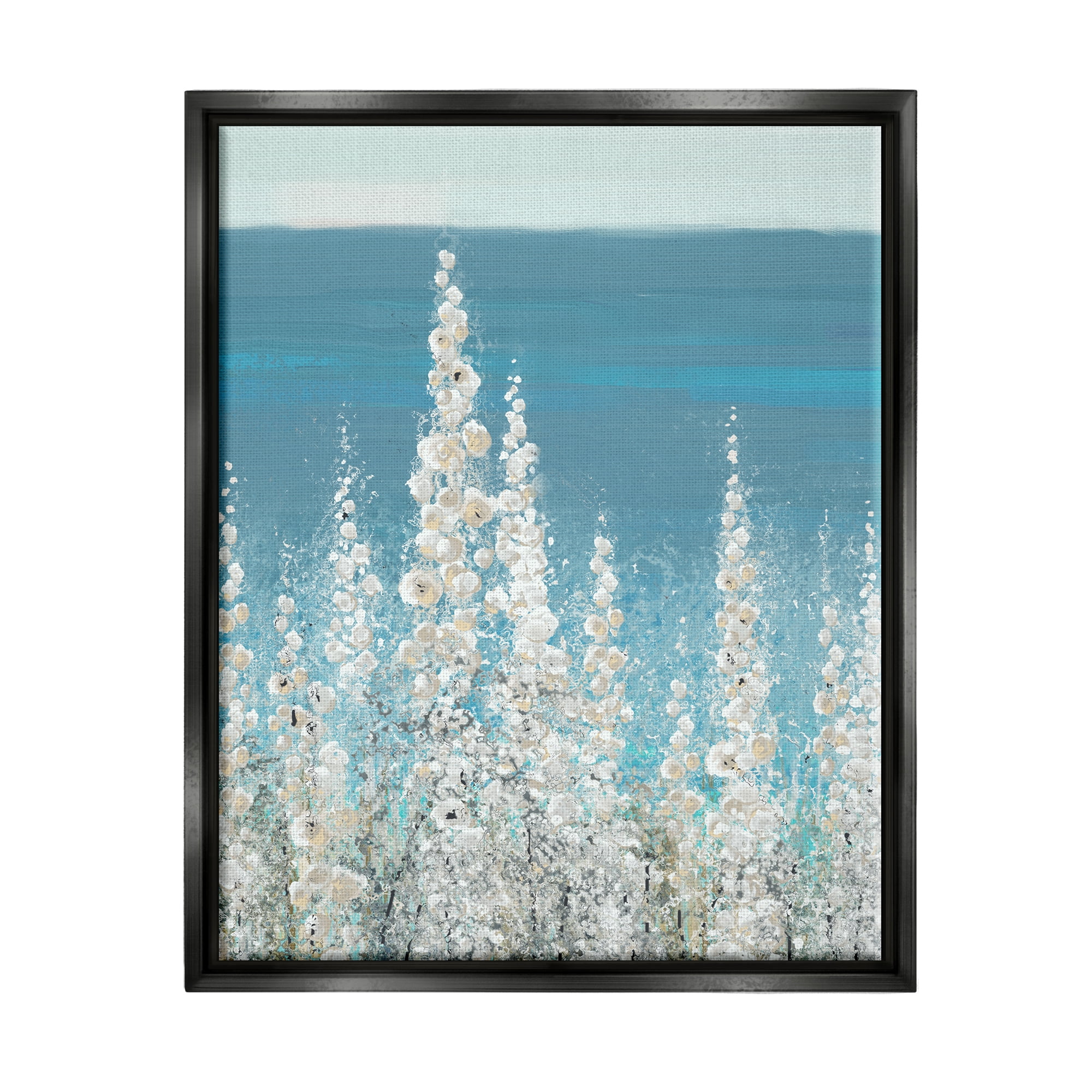 Stupell Industries White Coastal Blooms Botanical & Floral Painting Black Floater Framed Art Print Wall Art, 17 x 21