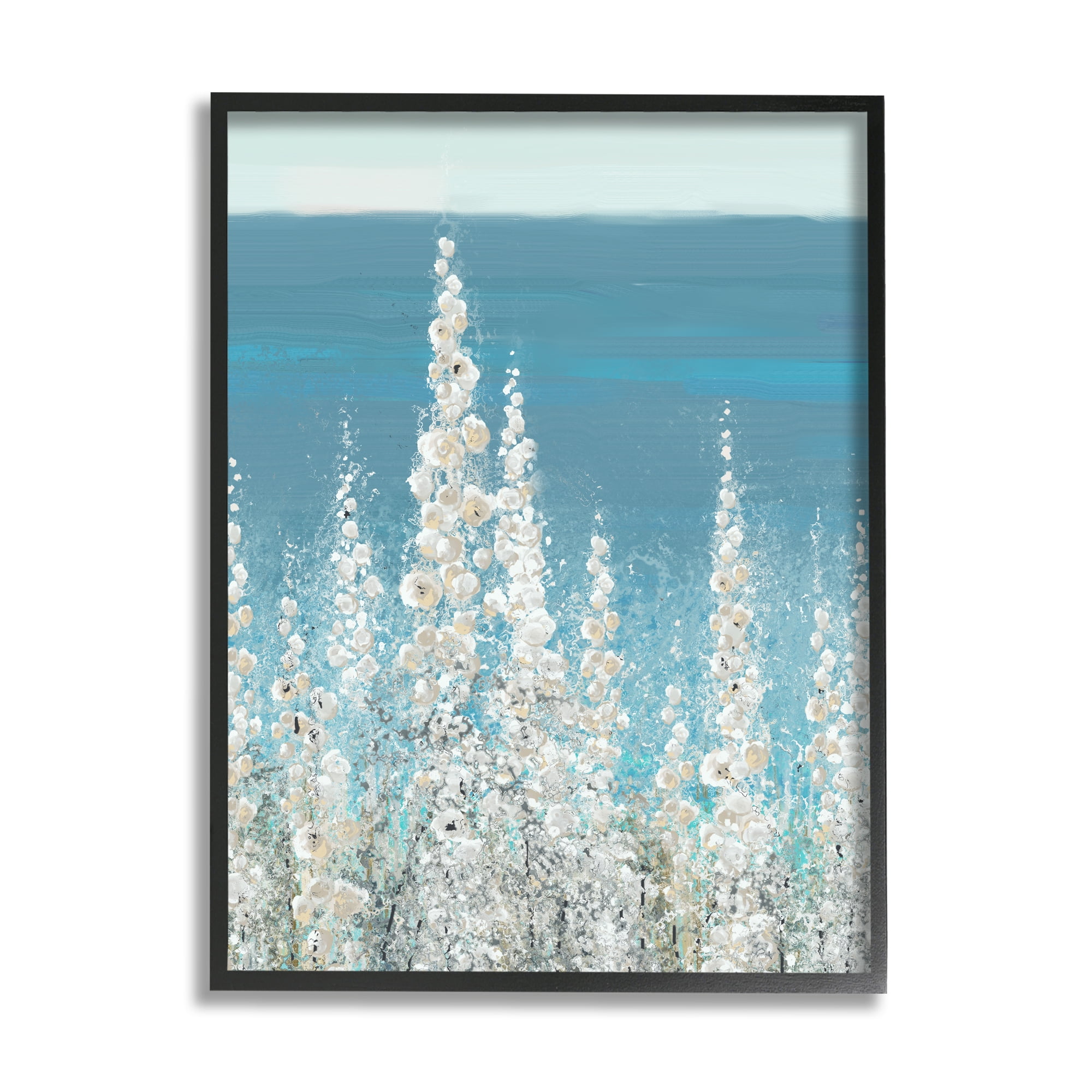 Stupell Industries White Coastal Blooms Botanical & Floral Painting Black Framed Art Print Wall Art, 16 x 20