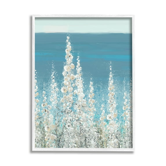 Stupell Industries White Coastal Blooms Botanical & Floral Painting White Framed Art Print Wall Art, 16 x 20