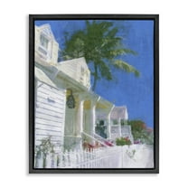 Stupell Industries White Coastal Cottage Coastal Painting Black Floater Framed Canvas Art Print Wall Art, 17 x 21