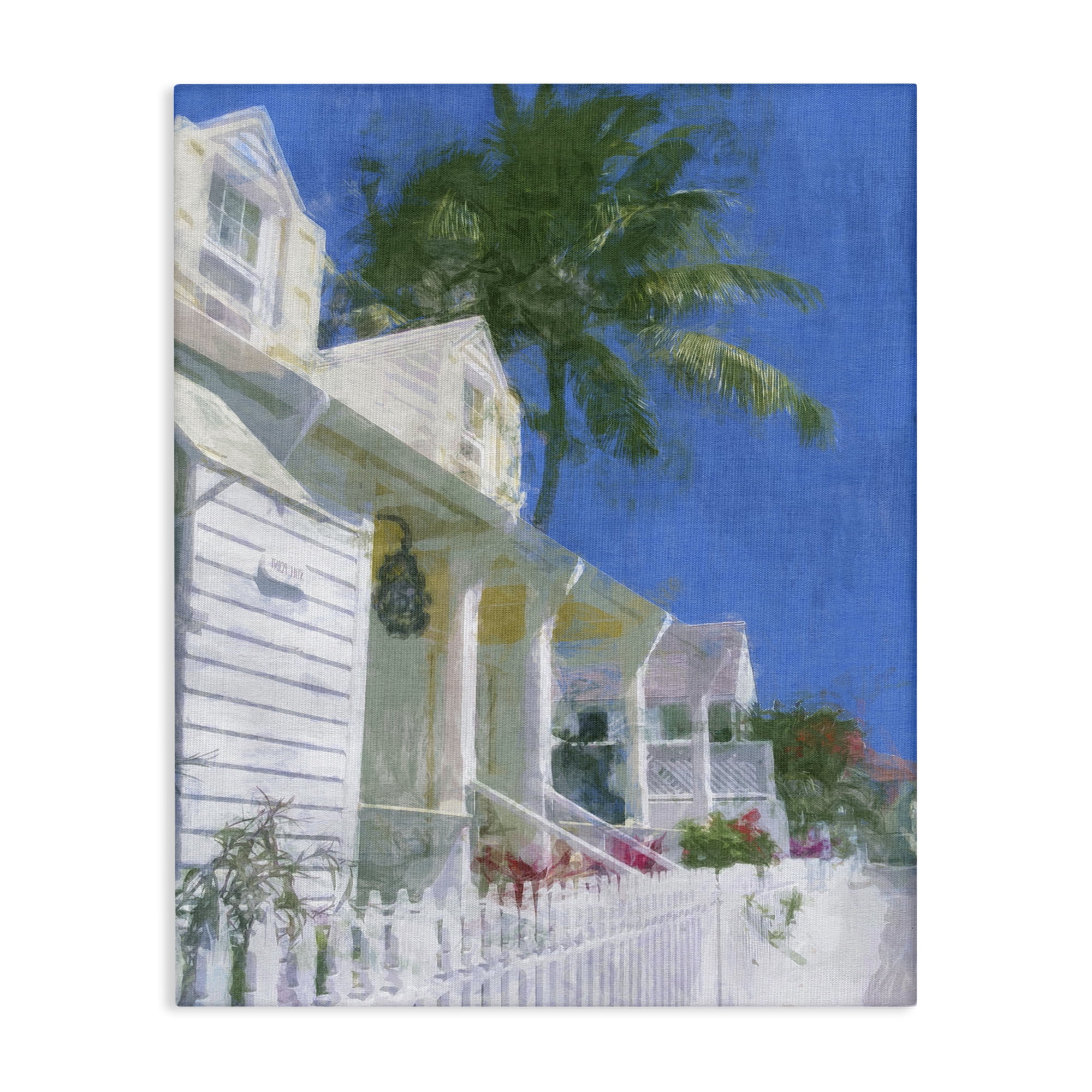 Stupell Industries White Coastal Cottage Coastal Painting Gallery Wrapped Canvas Art Print Wall Art, 16 x 20