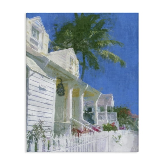 Stupell Industries White Coastal Cottage Coastal Painting Gallery Wrapped Canvas Art Print Wall Art, 24 x 30