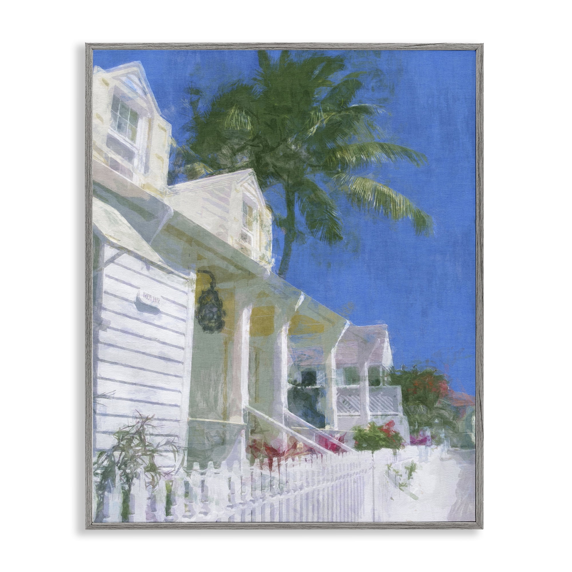 Stupell Industries White Coastal Cottage Coastal Painting Gray Framed Art Print Wall Art, 24 x 30