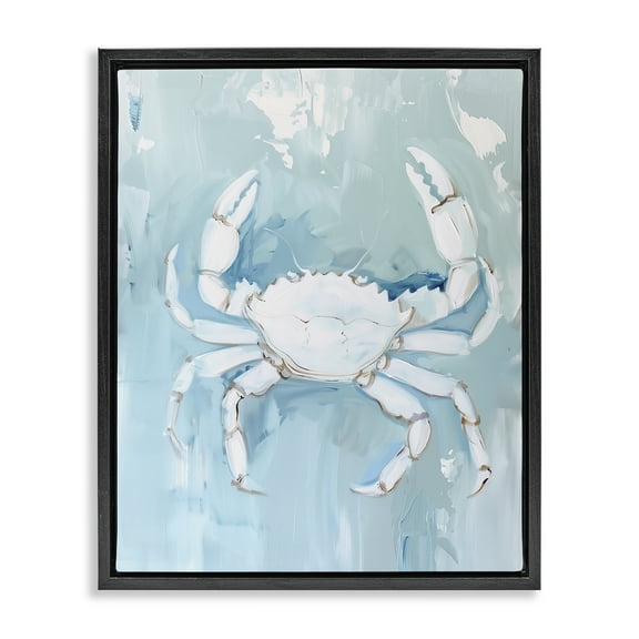 Stupell Industries White Coastal Crab Animals Painting Black Floater Framed Canvas Art Print Wall Art, 17 x 21