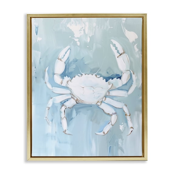 Stupell Industries Tropical White Coastal Crab Gold Floating Frame Canvas Art, 25 x 31, by Arlington Prints