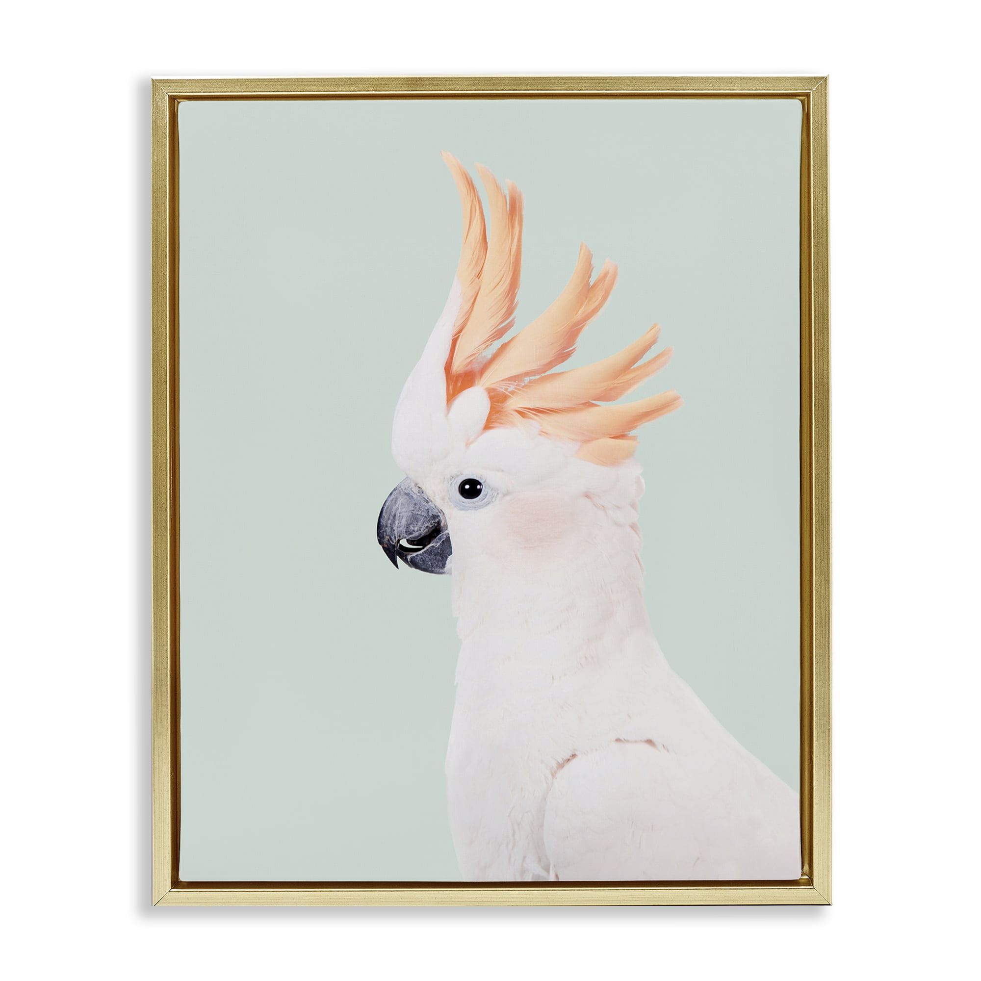Stupell Industries White Cockatoo Portrait Animals Painting Gold Floater Framed Canvas Art Print Wall Art, 25 x 31