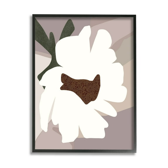 Stupell Industries White Contemporary Flower Botanical & Floral Painting Black Framed Art Print Wall Art, 16 x 20