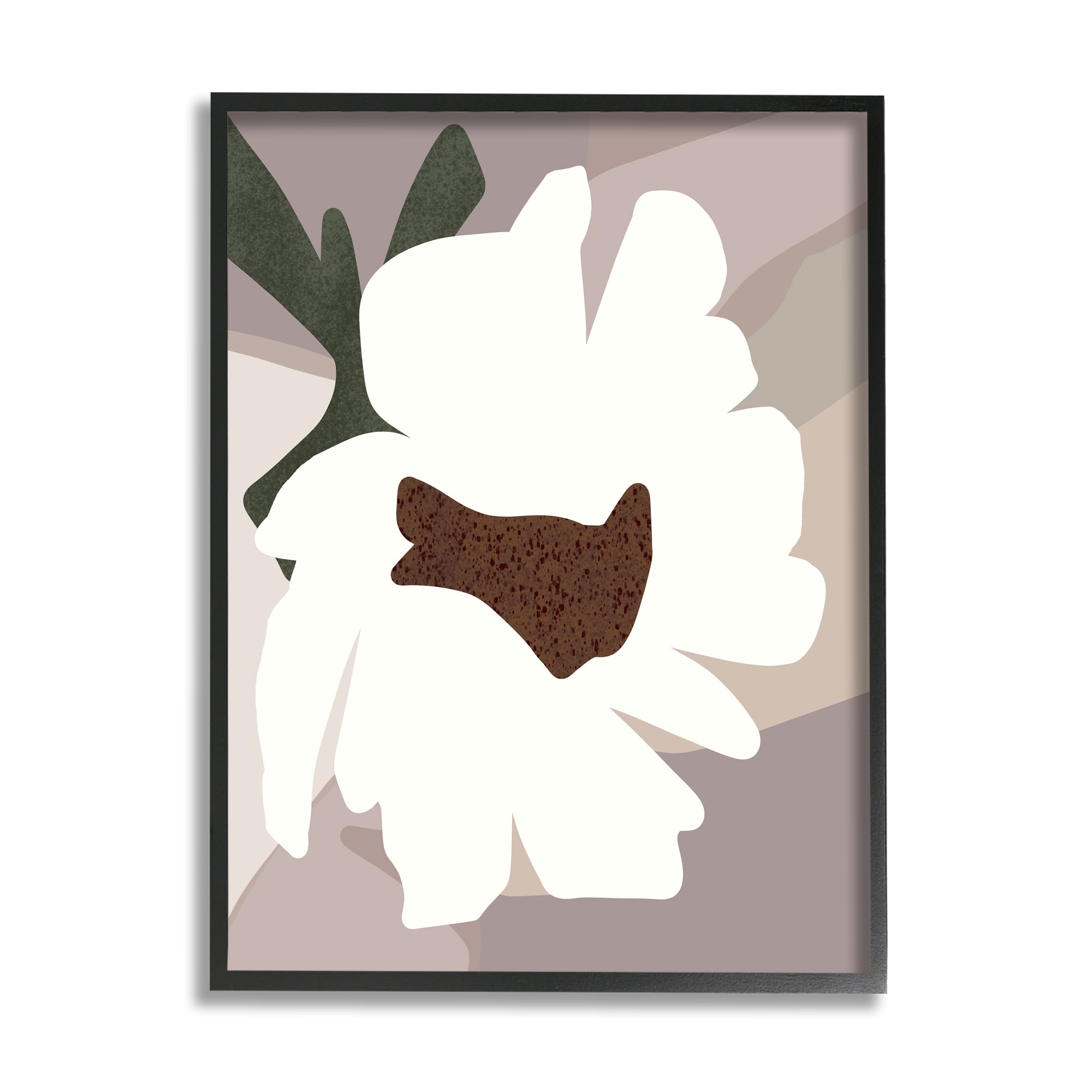 Stupell Industries White Contemporary Flower Botanical & Floral Painting Black Framed Art Print Wall Art, 24 x 30