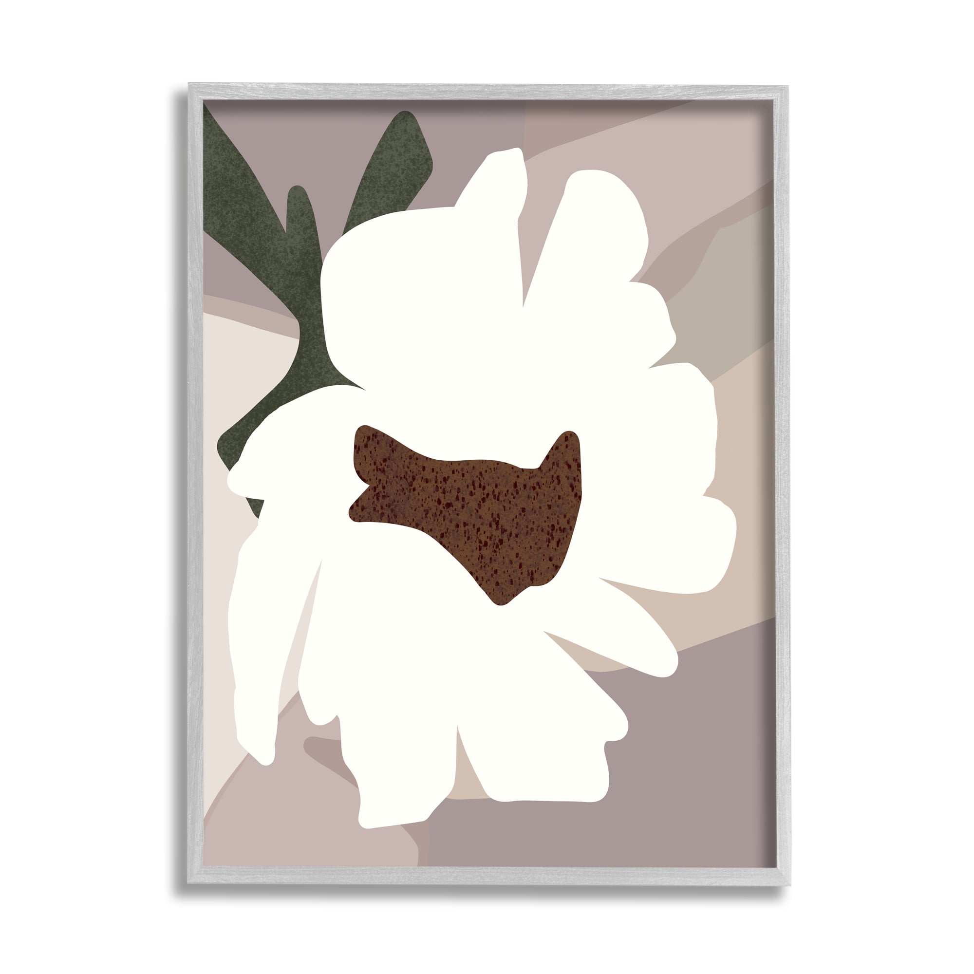 Stupell Industries White Contemporary Flower Botanical & Floral Painting Gray Framed Art Print Wall Art, 16 x 20