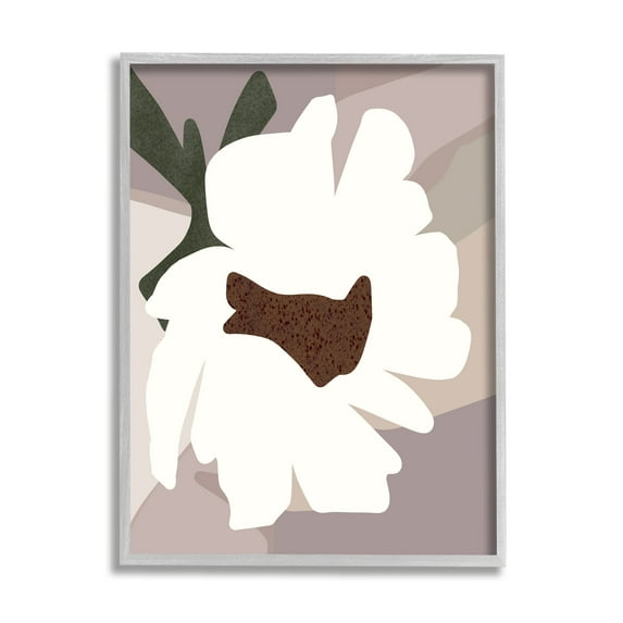 Stupell Industries White Contemporary Flower Botanical & Floral Painting Gray Framed Art Print Wall Art, 24 x 30