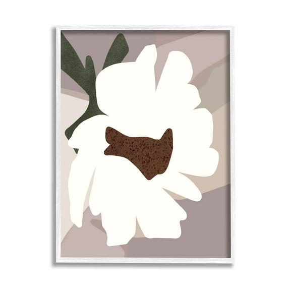 Stupell Industries White Contemporary Flower Botanical & Floral Painting White Framed Art Print Wall Art, 16 x 20