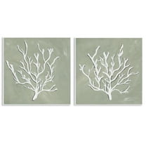 Stupell Industries White Coral Sketch Nautical & Beach Painting Unframed Art Print Wall Art, 12 x 12, Set of 2