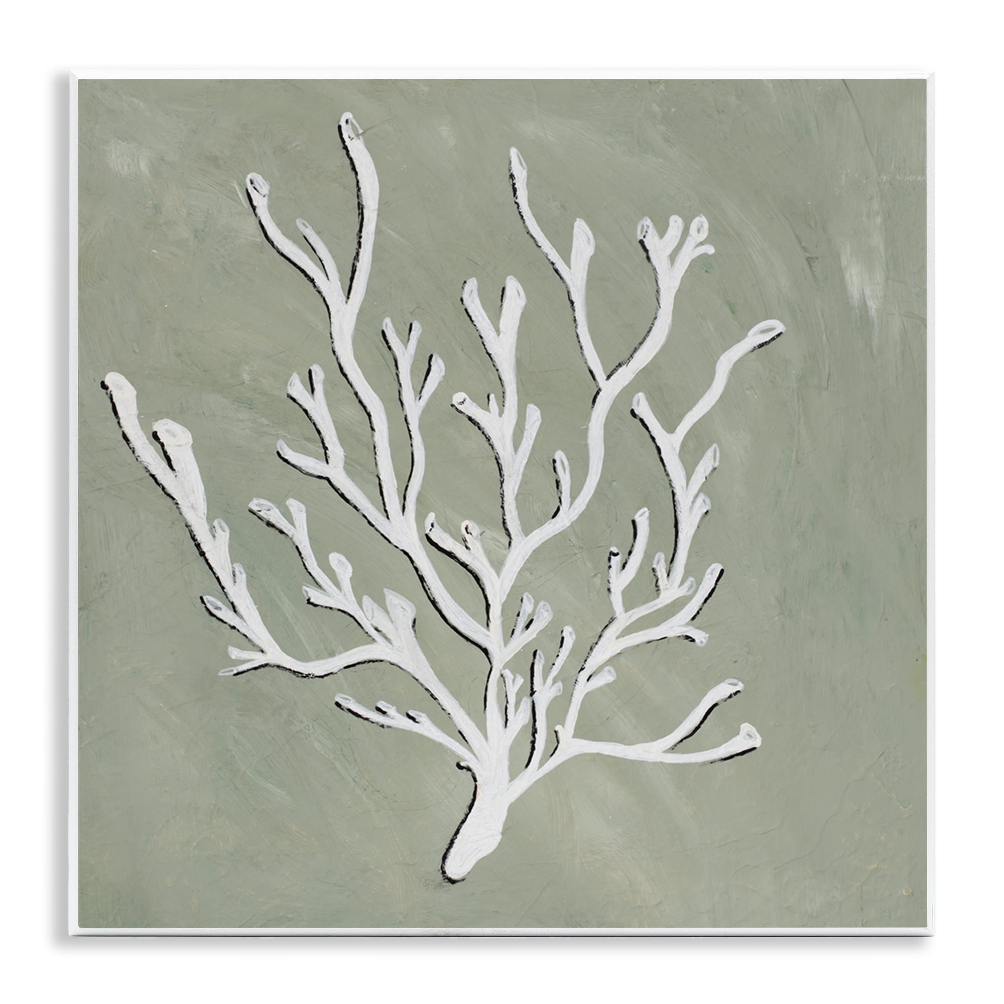 Stupell Industries White Coral Sprig Coastal Painting Unframed Art Print Wall Art, 12 x 12