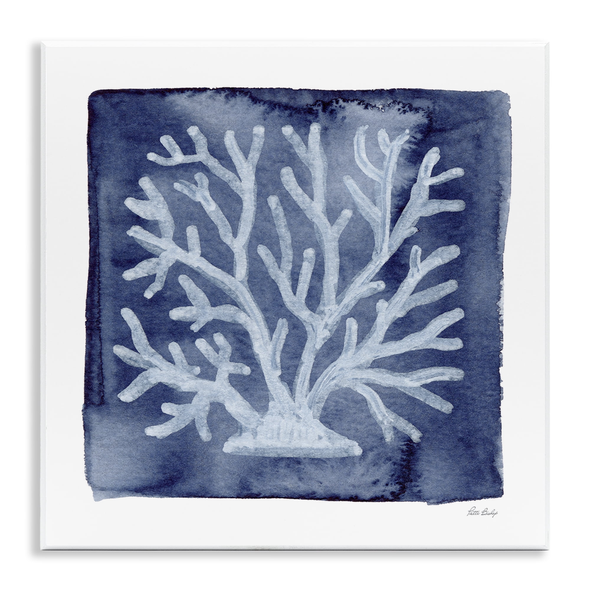 Stupell Industries White Coral on Indigo Wall Plaque Art, design by Patti Bishop