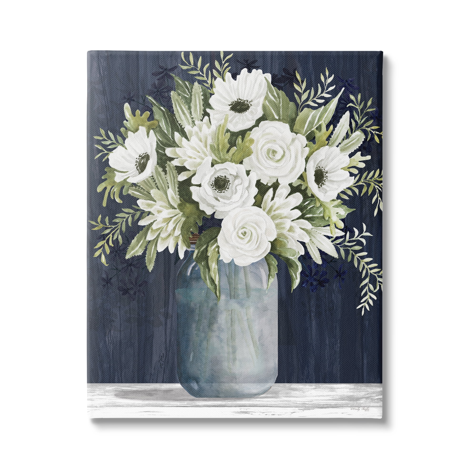 Stupell Industries White Country Blooms Botanical & Floral Painting Gallery Wrapped Canvas Print Wall Art, 36 x 48
