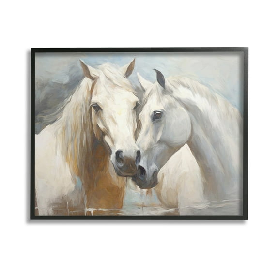 Stupell Industries White Country Horses Animals & Insects Painting Black Framed Art Print Wall Art, 14 x 11