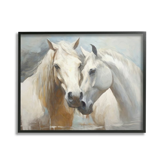Stupell Industries White Country Horses Animals & Insects Painting Black Framed Art Print Wall Art, 20 x 16