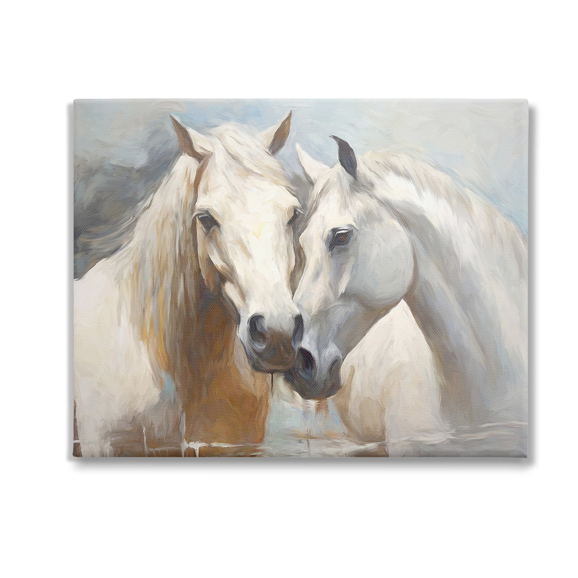 Stupell Industries White Country Horses Animals & Insects Painting Gallery Wrapped Canvas Art Print Wall Art, 20 x 16