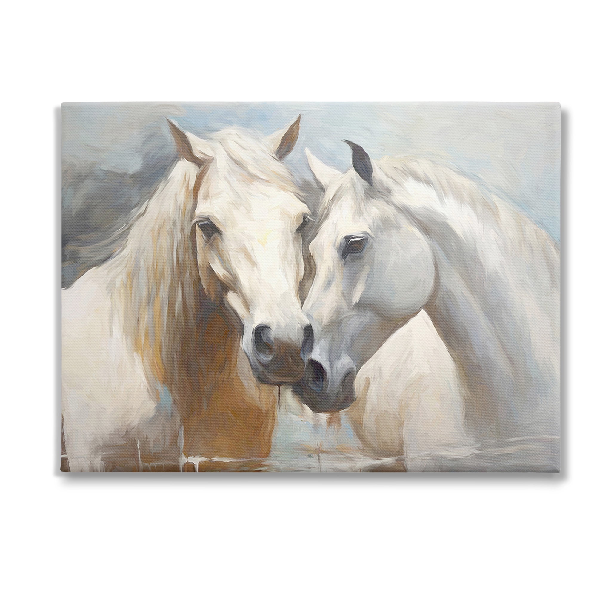 Stupell Industries White Country Horses Animals & Insects Painting Gallery Wrapped Canvas Art Print Wall Art, 48 x 36