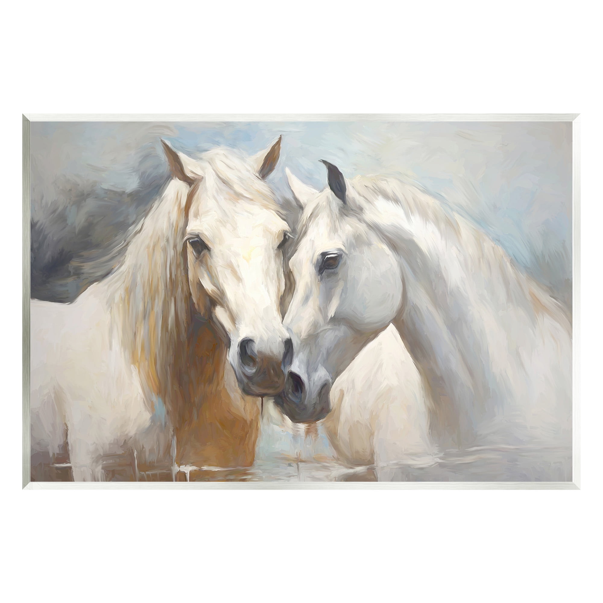 Stupell Industries White Country Horses Animals & Insects Painting Unframed Art Print Wall Art, 19 x 13