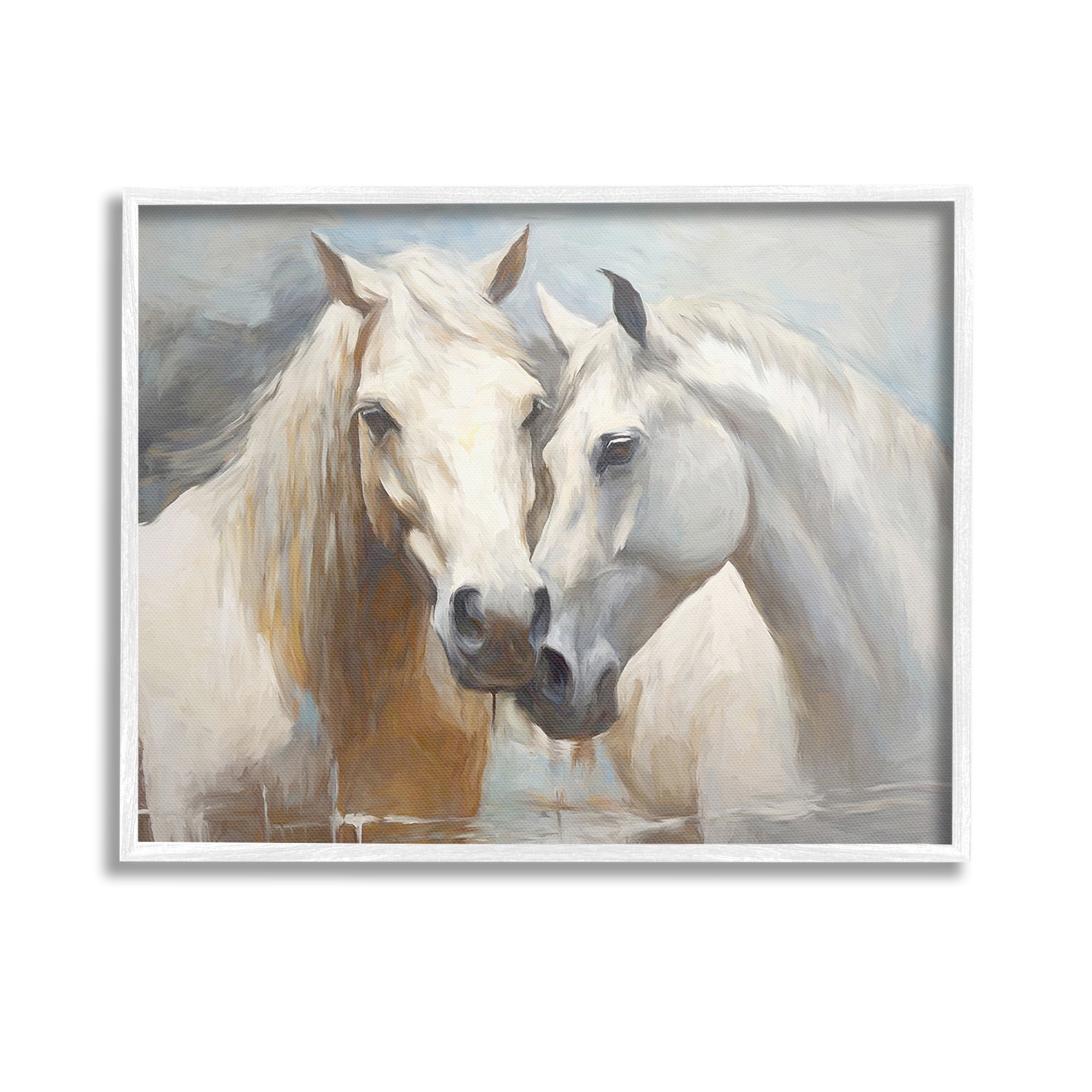 Stupell Industries White Country Horses Animals & Insects Painting White Framed Art Print Wall Art, 14 x 11