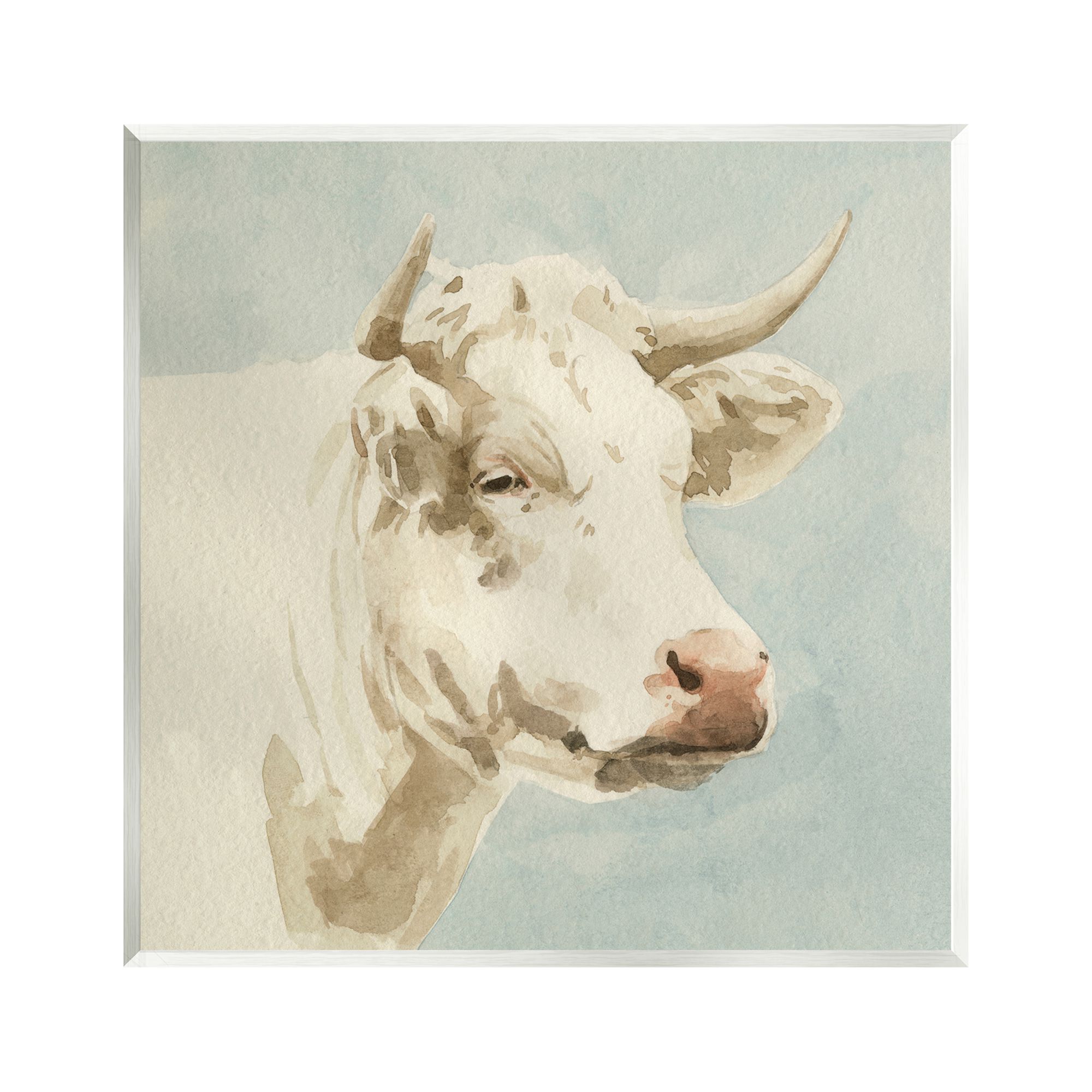 Stupell Industries White Cow Watercolor Animals & Insects Painting Unframed Art Print Wall Art, 12 x 12