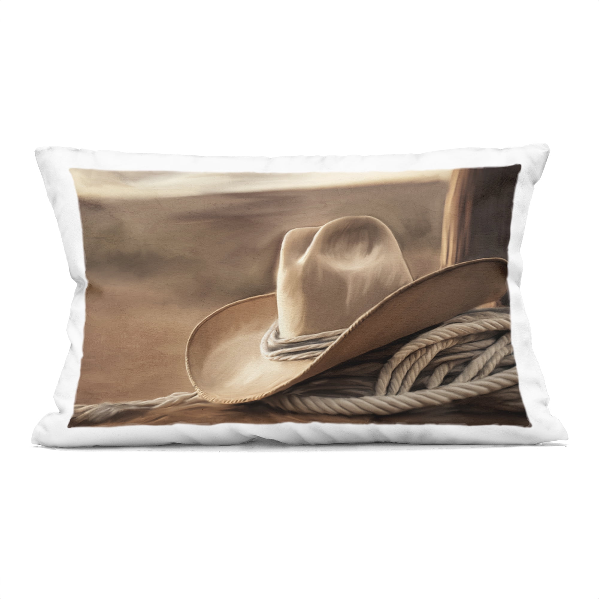 Stupell Industries White Cowboy Hat Decorative Printed Throw Pillow, design by Kim Allen, 14 x 7 x 20