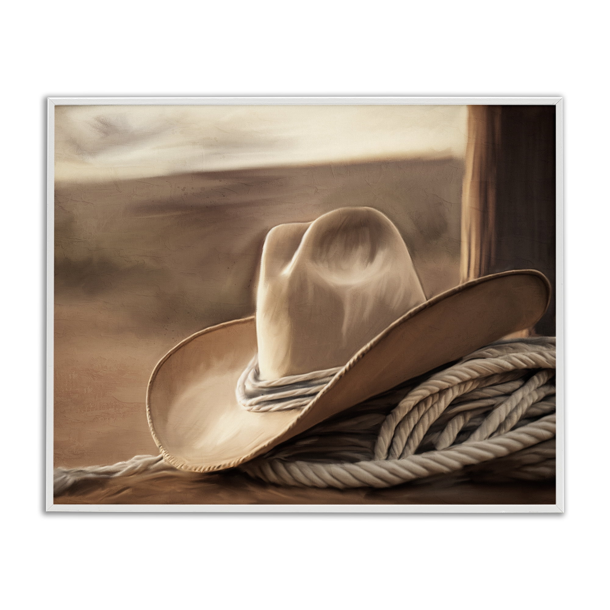 Stupell Industries White Cowboy Hat White Framed Giclee Art, design by Kim Allen