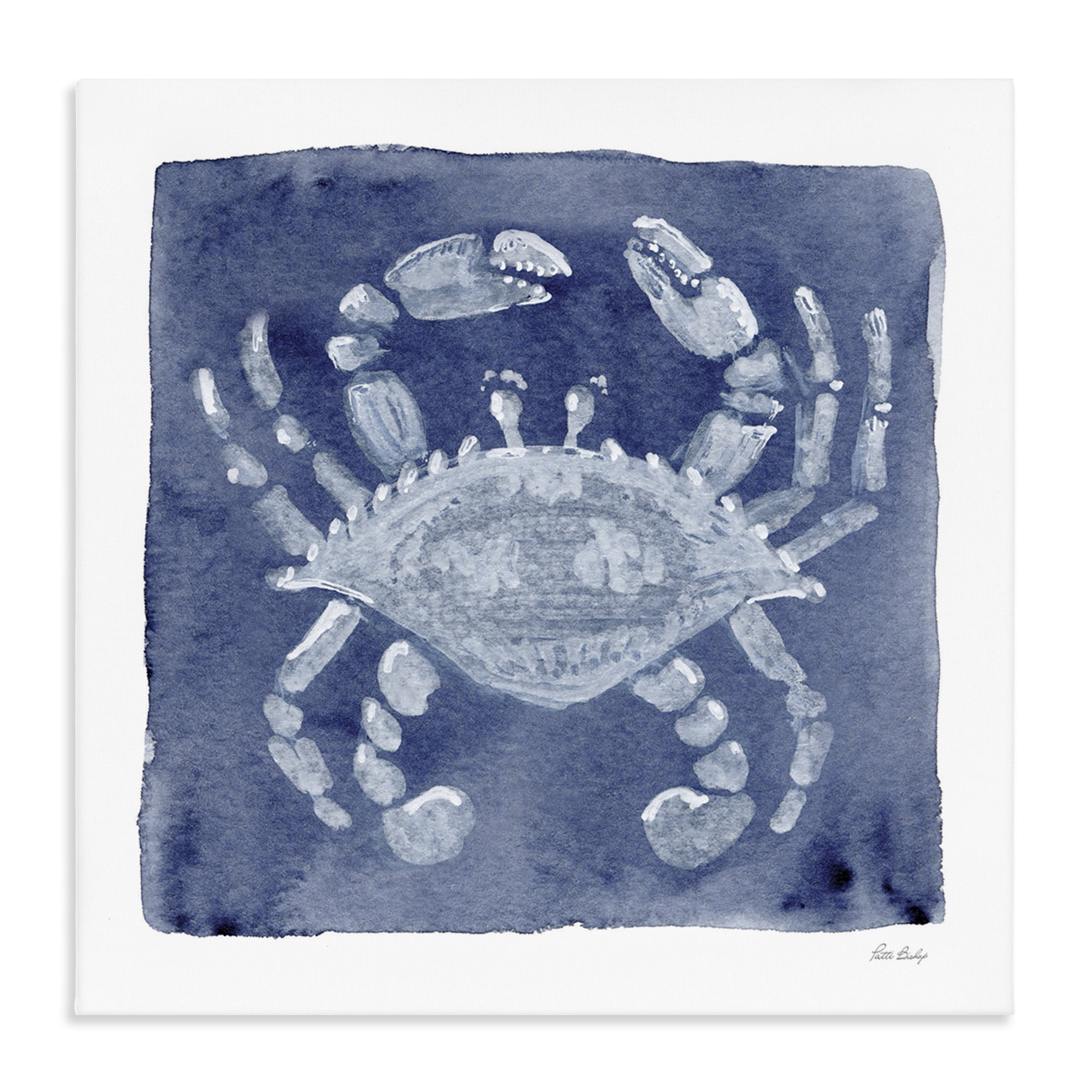 Stupell Industries White Crab on Indigo Canvas Wall Art, design by Patti Bishop