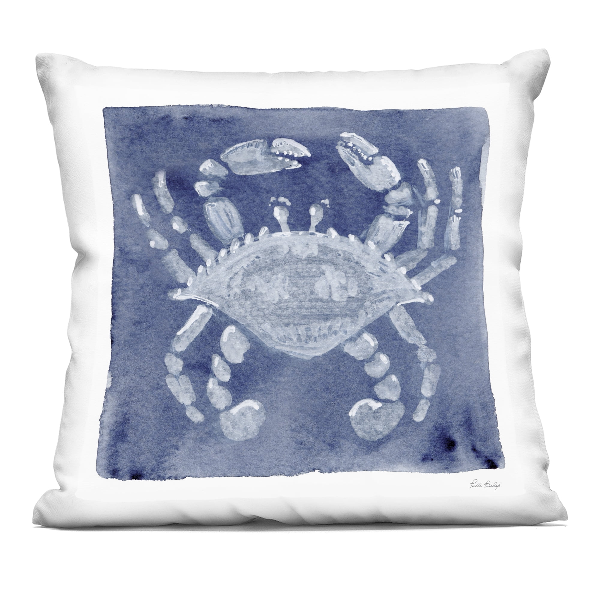 Stupell Industries White Crab on Indigo Decorative Printed Throw Pillow, design by Patti Bishop, 18 x 7 x 18