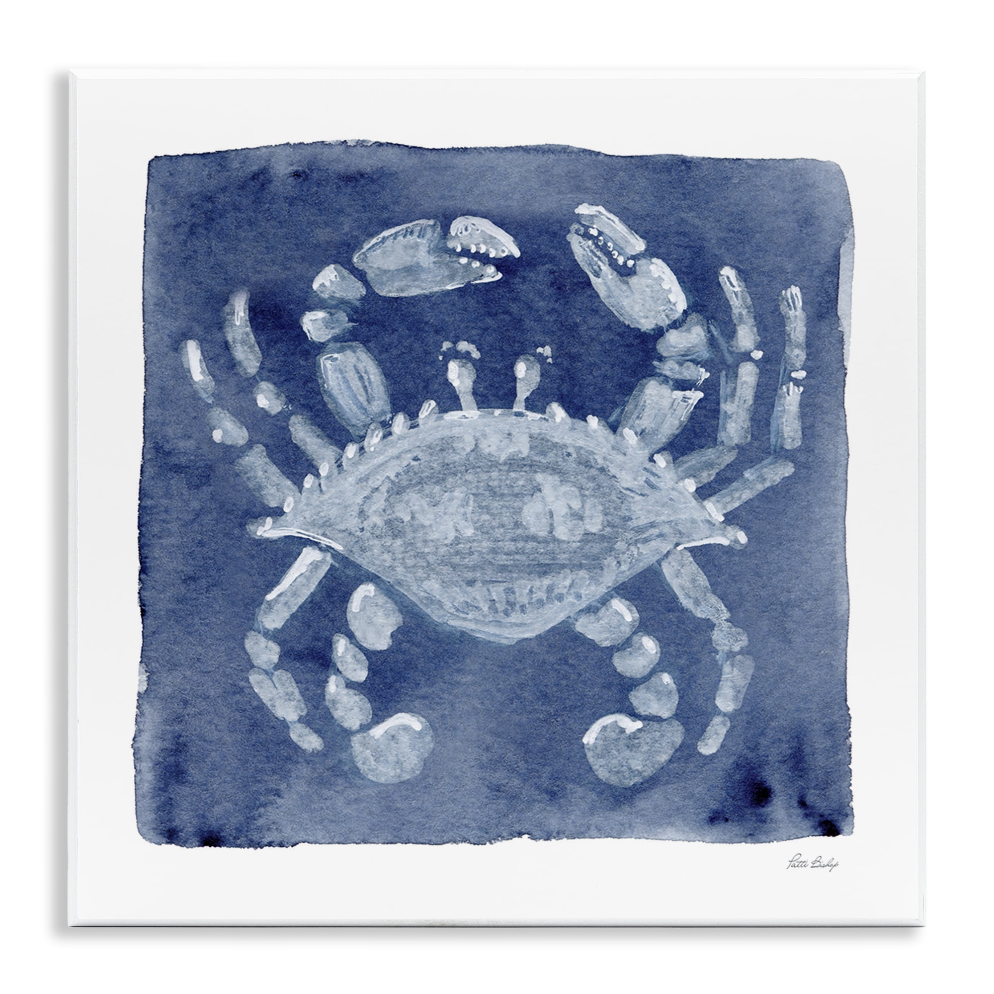 Stupell Industries White Crab on Indigo Wall Plaque Art, design by Patti Bishop