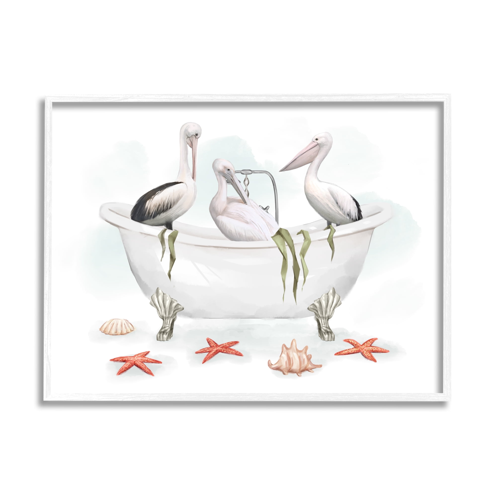 Stupell Industries White Crane Trio in Vintage Bath Nautical Birds, 16 x 20, Designed by Ziwei Li