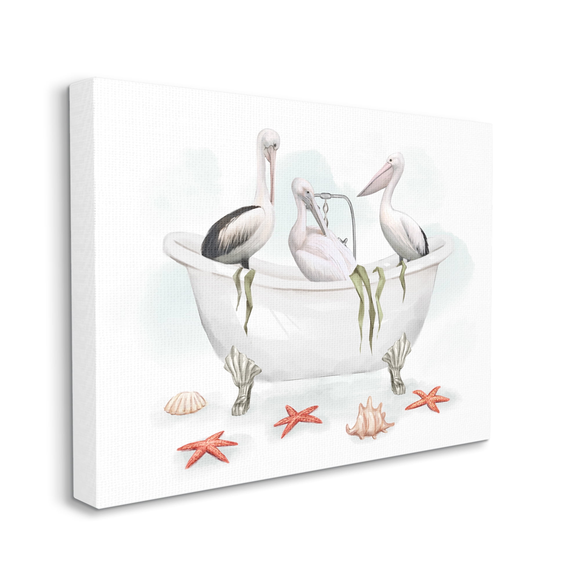 Stupell Industries White Crane Trio in Vintage Bath Nautical Birds, 16 x 20, Designed by Ziwei Li