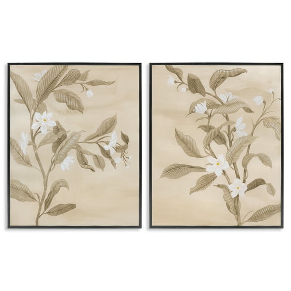 Stupell Industries White Daffodils Budding Plants & Flowers Painting Black Framed Art Print Wall Art, 11 x 14, Set of 2