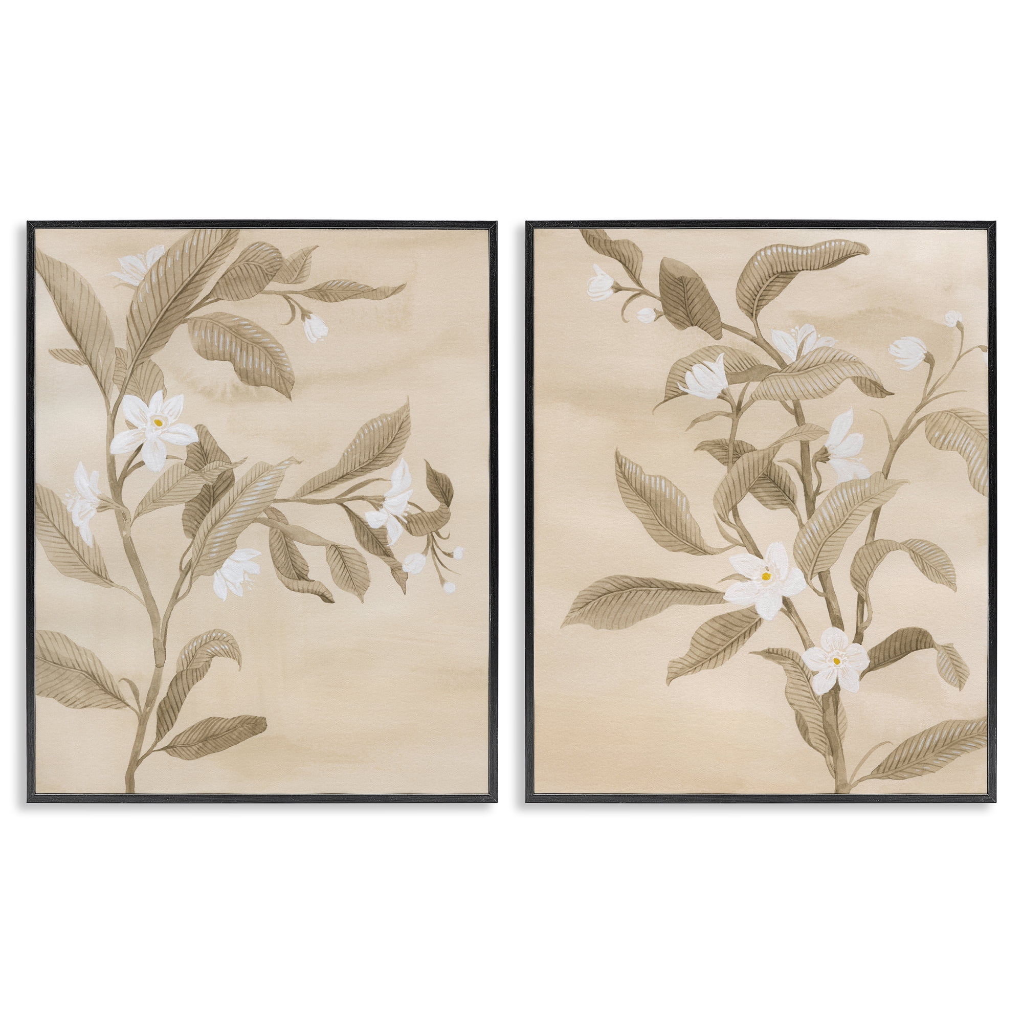 Stupell Industries White Daffodils Budding Plants & Flowers Painting Black Framed Art Print Wall Art, 24 x 30, Set of 2