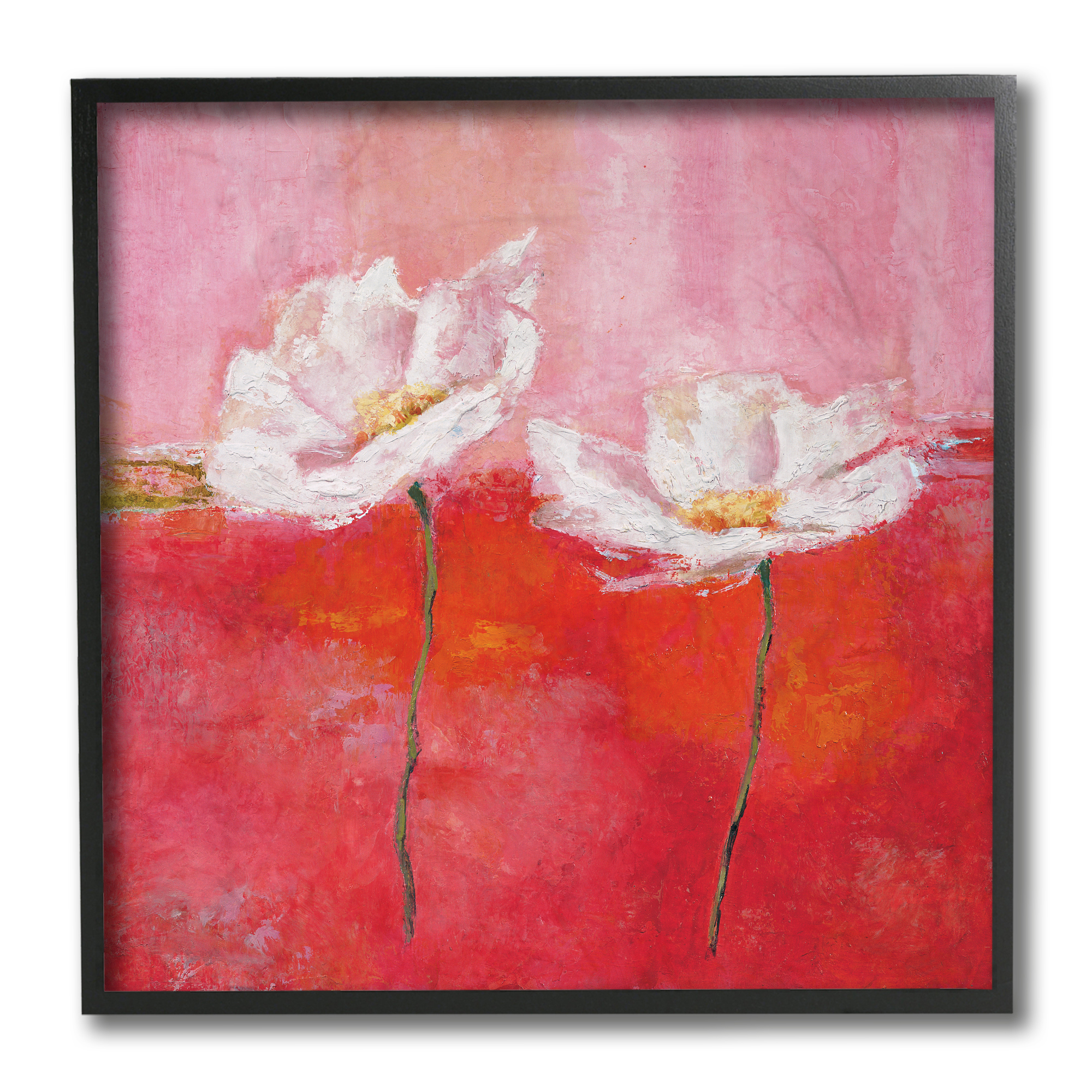 Stupell Industries White Daisies Abstract Florals Red Pink Pop Black Framed by Isabelle Herbert