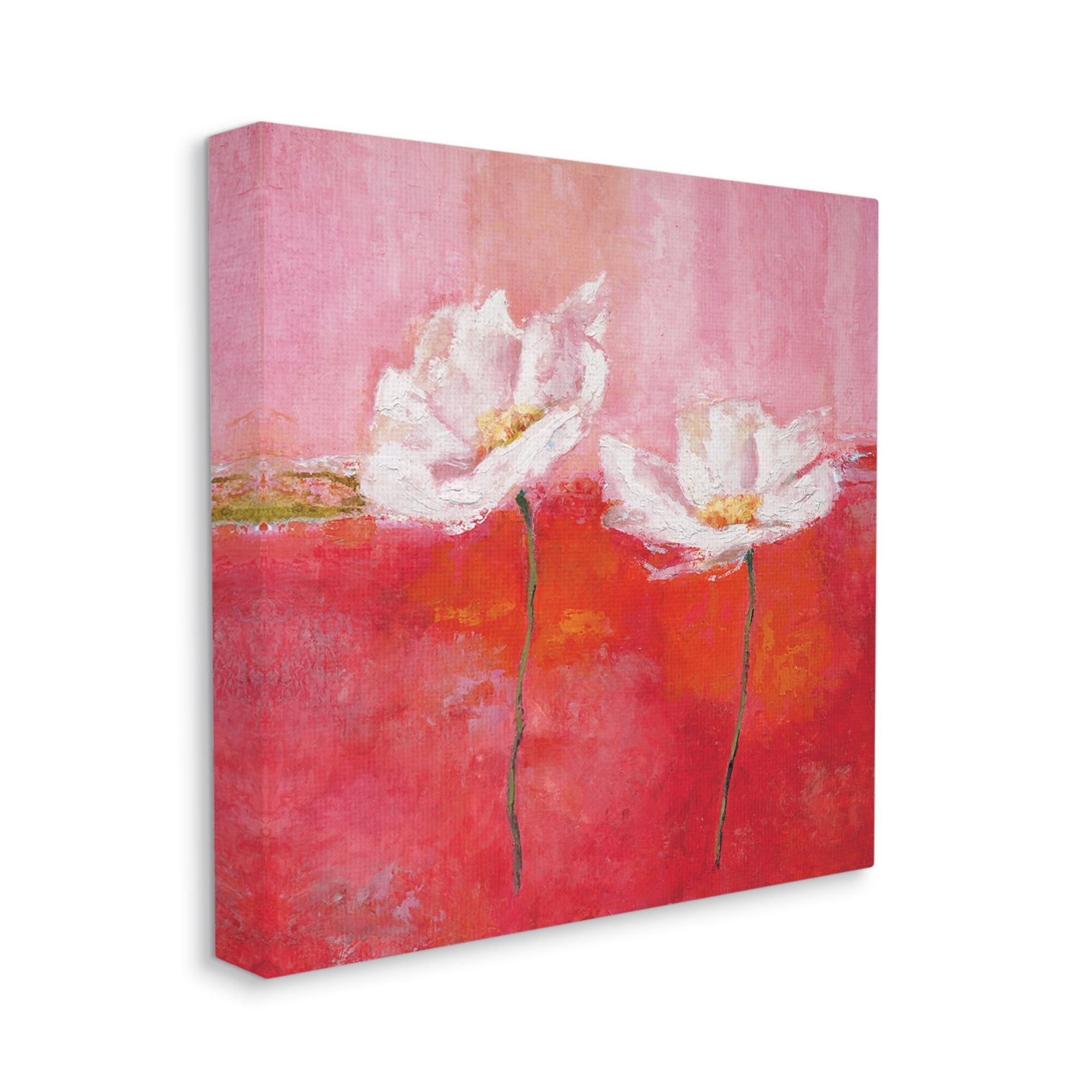 Stupell Industries White Daisies Abstract Florals Red Pink Pop Canvas Wall Art by Isabelle Herbert