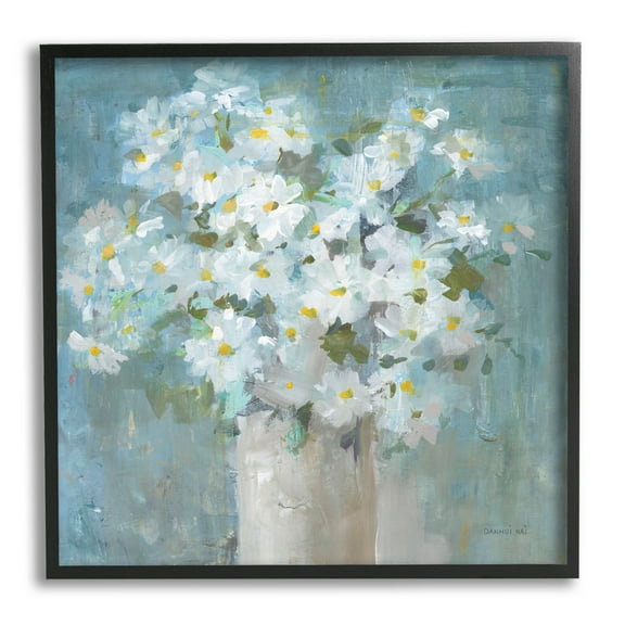 Stupell Industries White Daisy Blooms Abstract Flowers Painting Black Framed Art Print Wall Art, Design by Danhui Nai