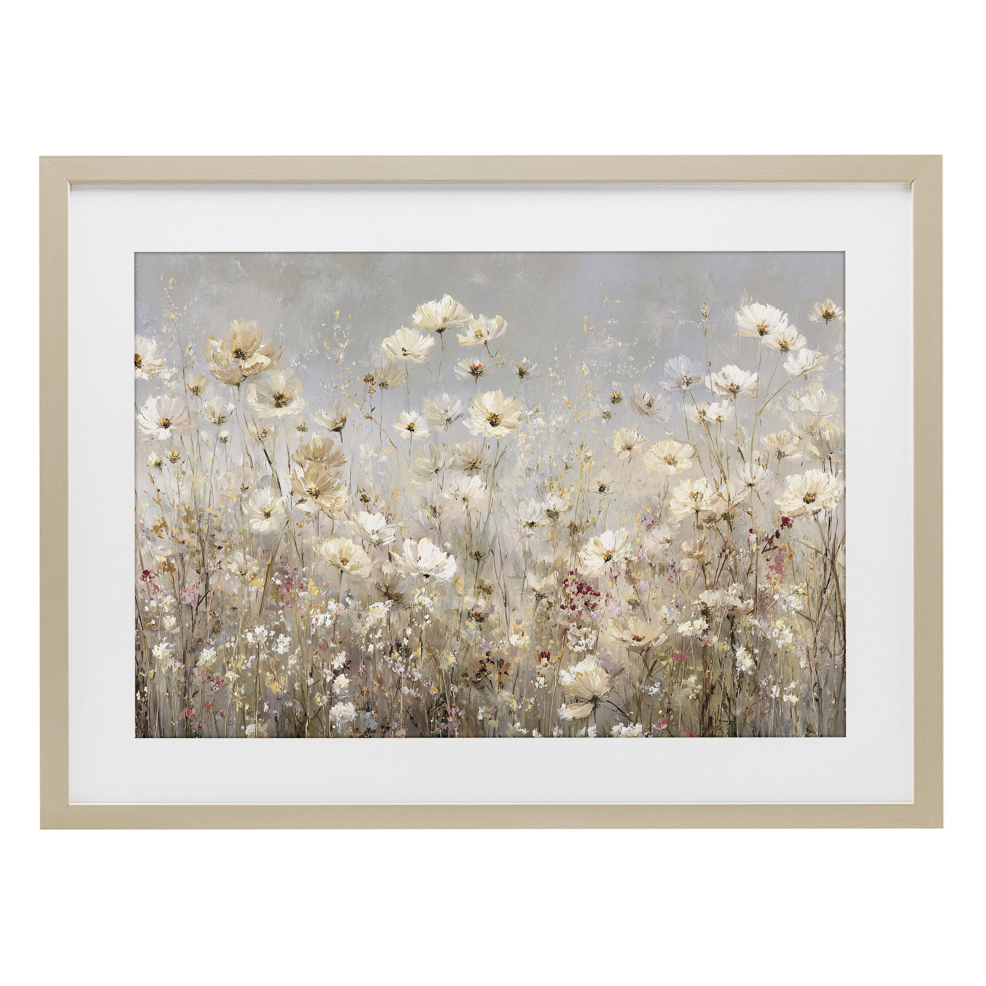 Stupell Industries White Daisy Clusters Meadow Birch Framed Print Under Glass, design by Jacky Ngan