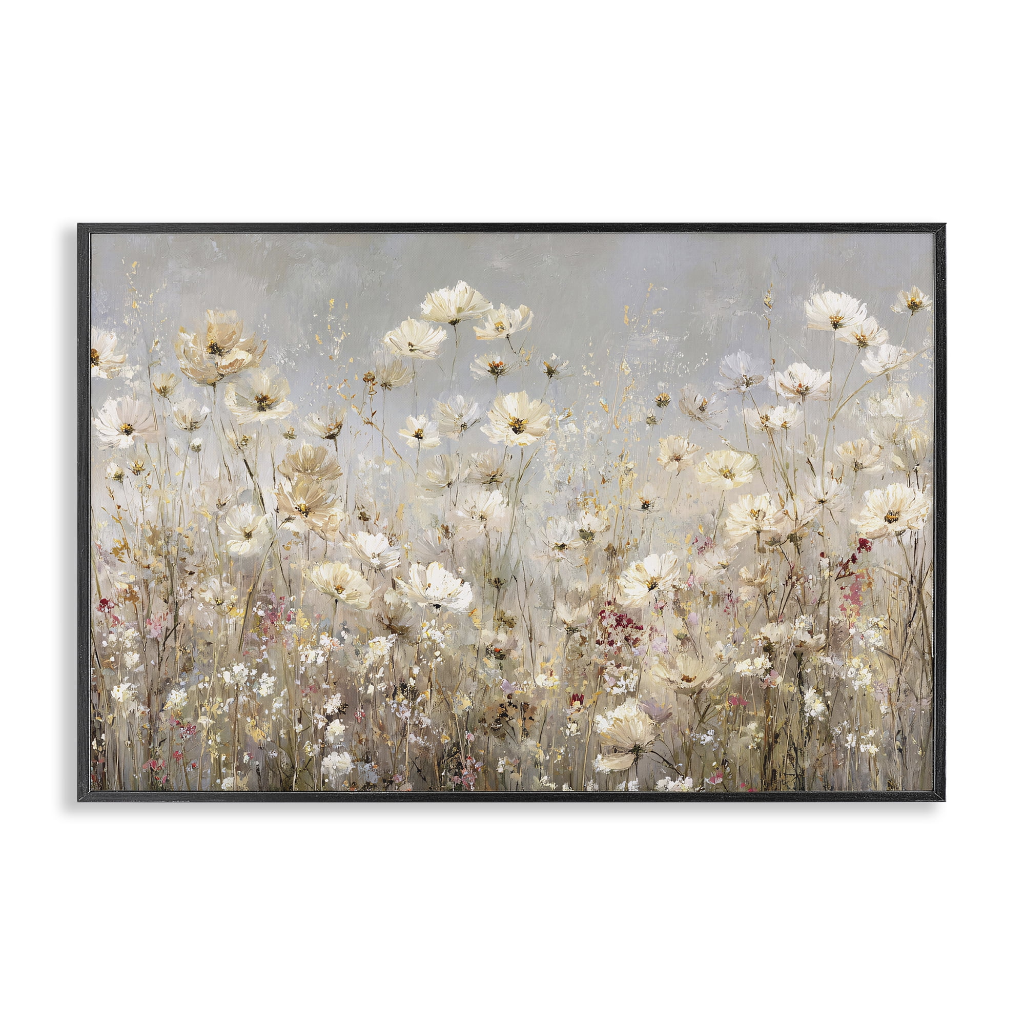 Stupell Industries White Daisy Clusters Meadow Black Framed Giclee Art, design by Jacky Ngan