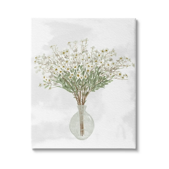 Stupell Industries White Daisy Wildflowers Arrangement Delicate Glass Vase Painting Gallery Wrapped Canvas Print Wall Art, Design by Ziwei Li