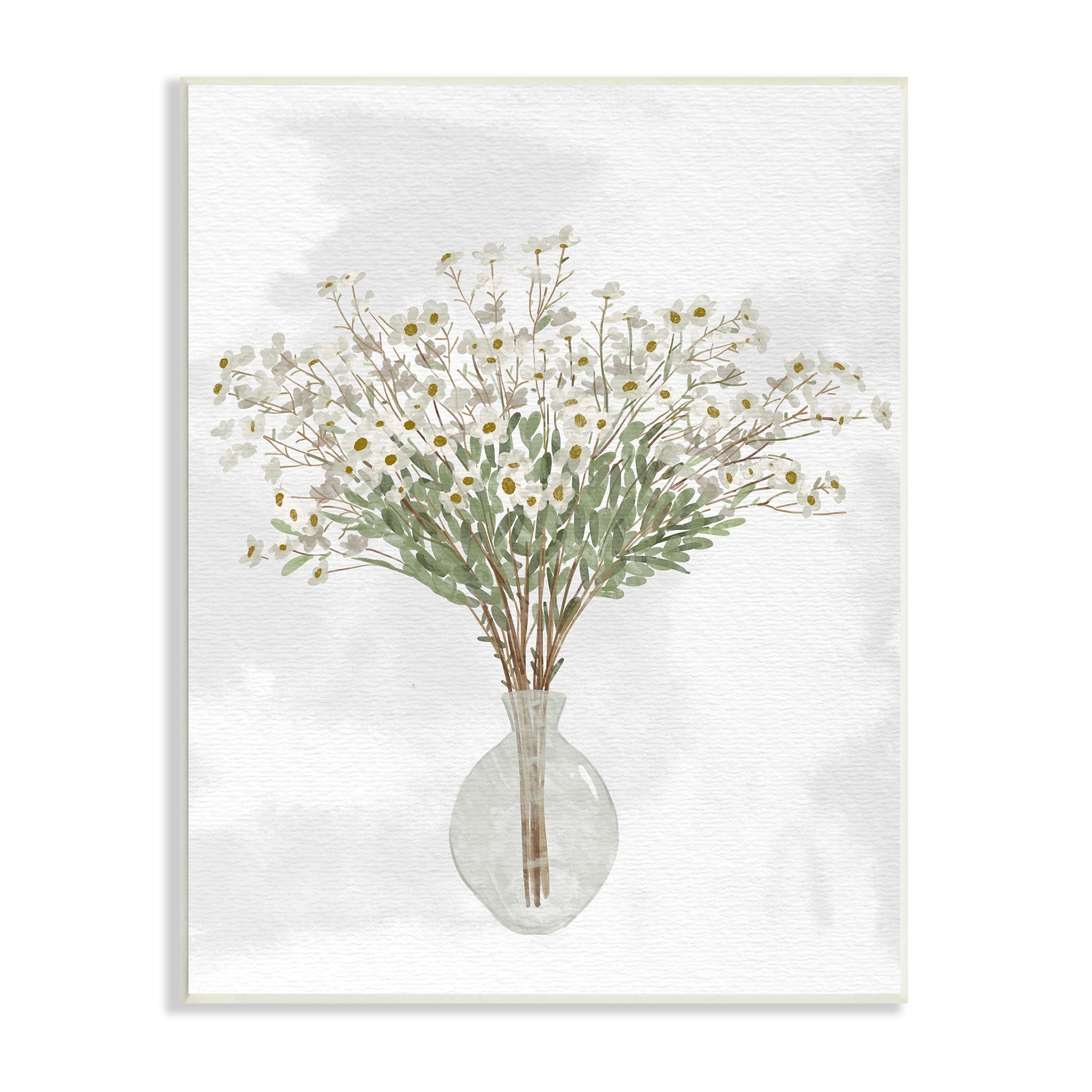 Stupell Industries White Daisy Wildflowers Arrangement Delicate Glass Vase Painting Unframed Art Print Wall Art, Design by Ziwei Li