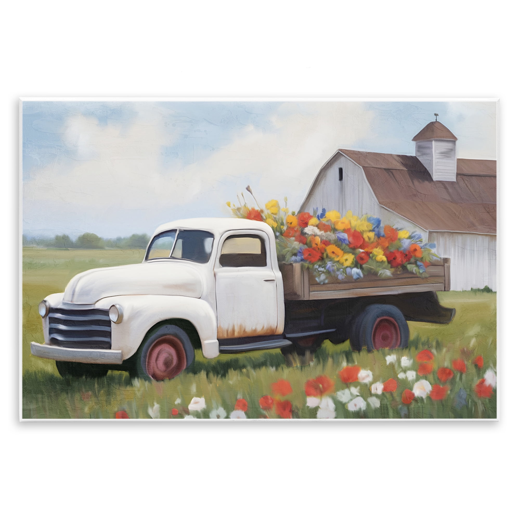 Stupell Industries White Delivery Floral Truck Wall Plaque Art, design by Kim Allen