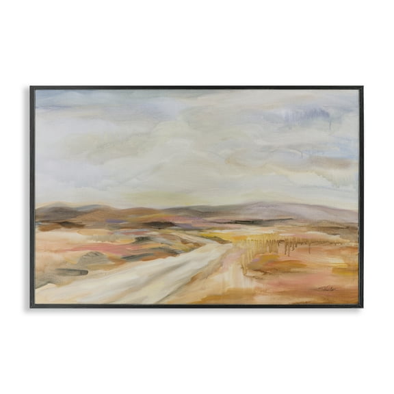 Stupell Industries White Desert Road Landscape & Nature Painting Black Framed Art Print Wall Art, 18 x 12