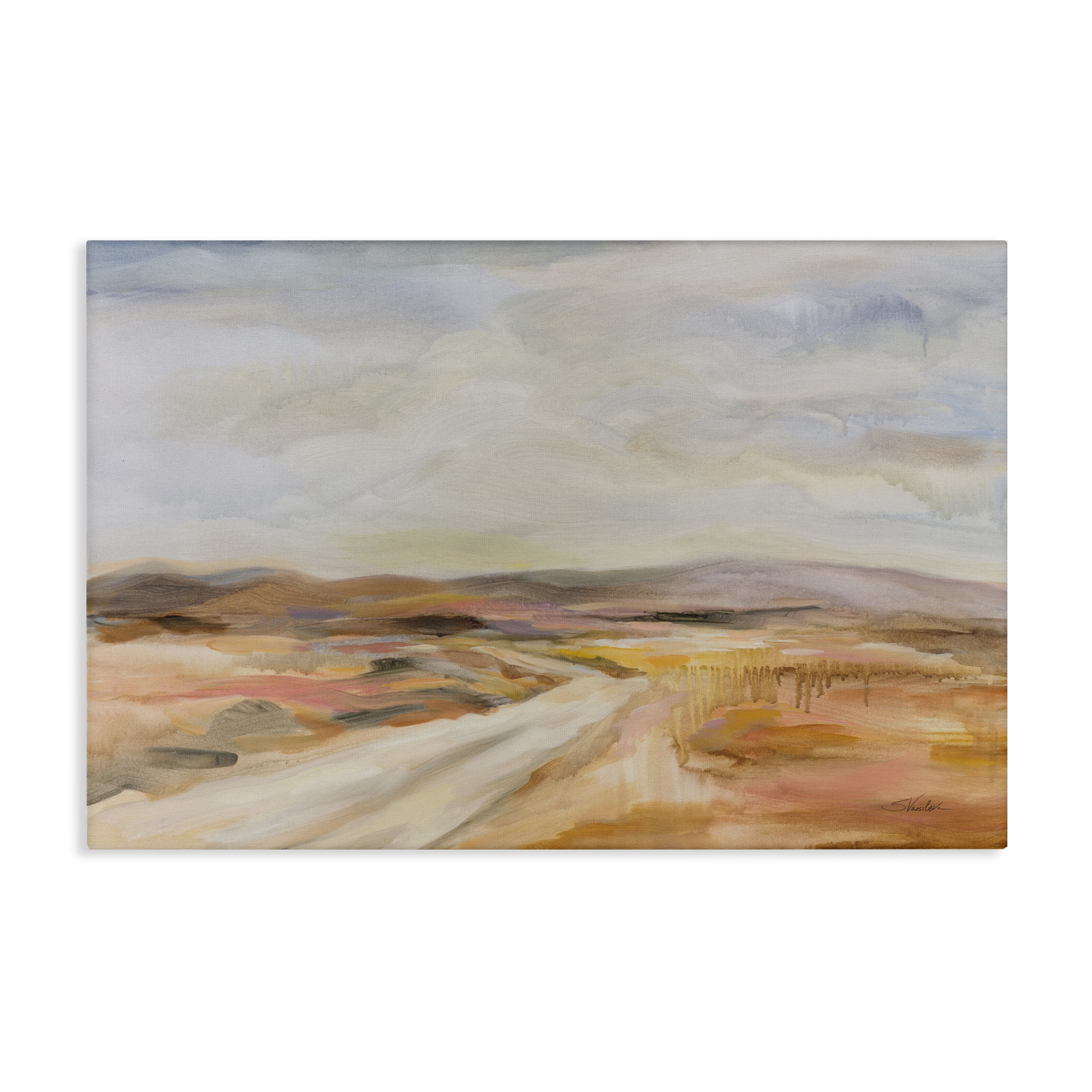 Stupell Industries White Desert Road Landscape & Nature Painting Wrapped Canvas Art Print Wall Art, 30 x 20