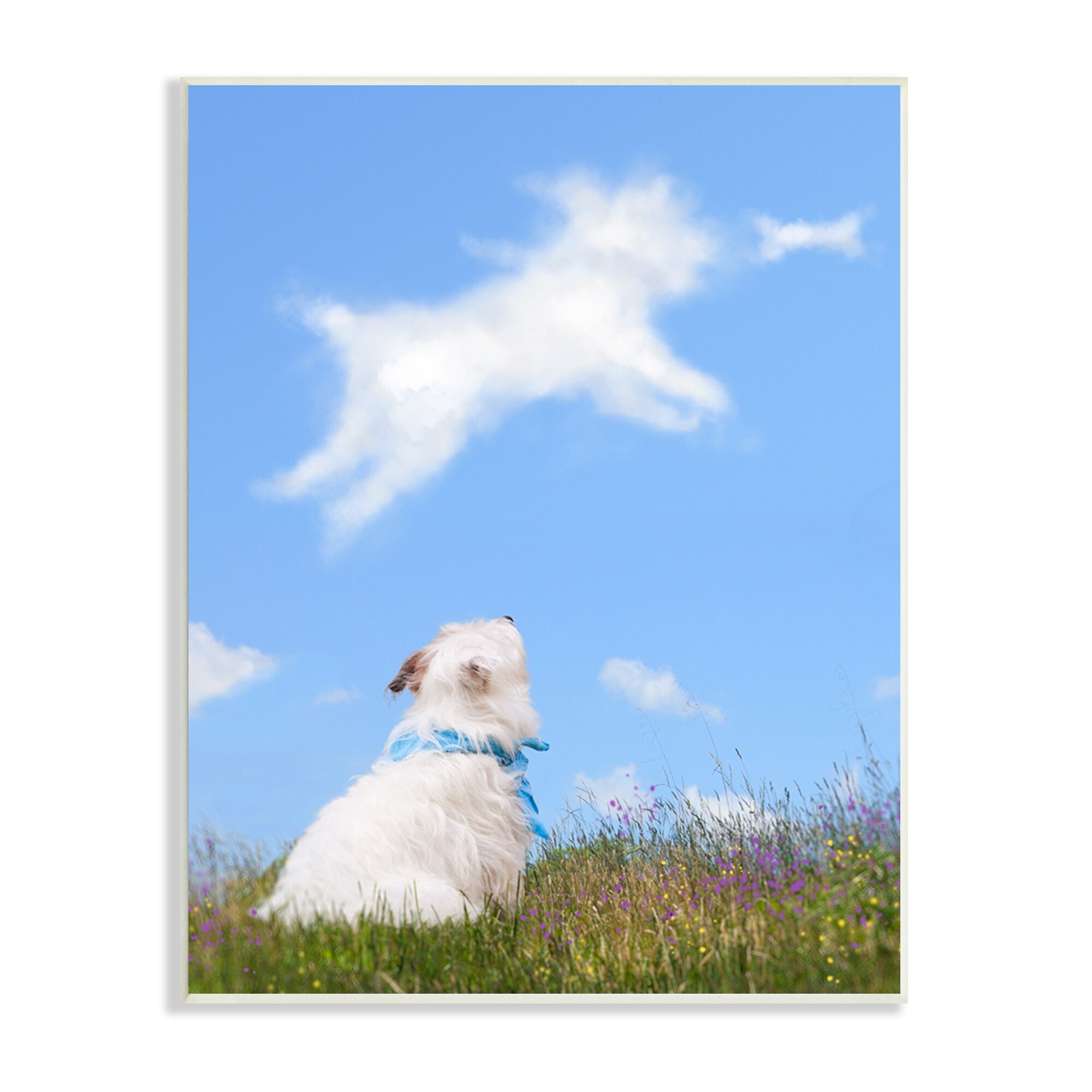 Stupell Industries White Dog Watching Shaped Clouds Chasing Bone Graphic Art Unframed Art Print Wall Art, Design by Michael Quackenbush