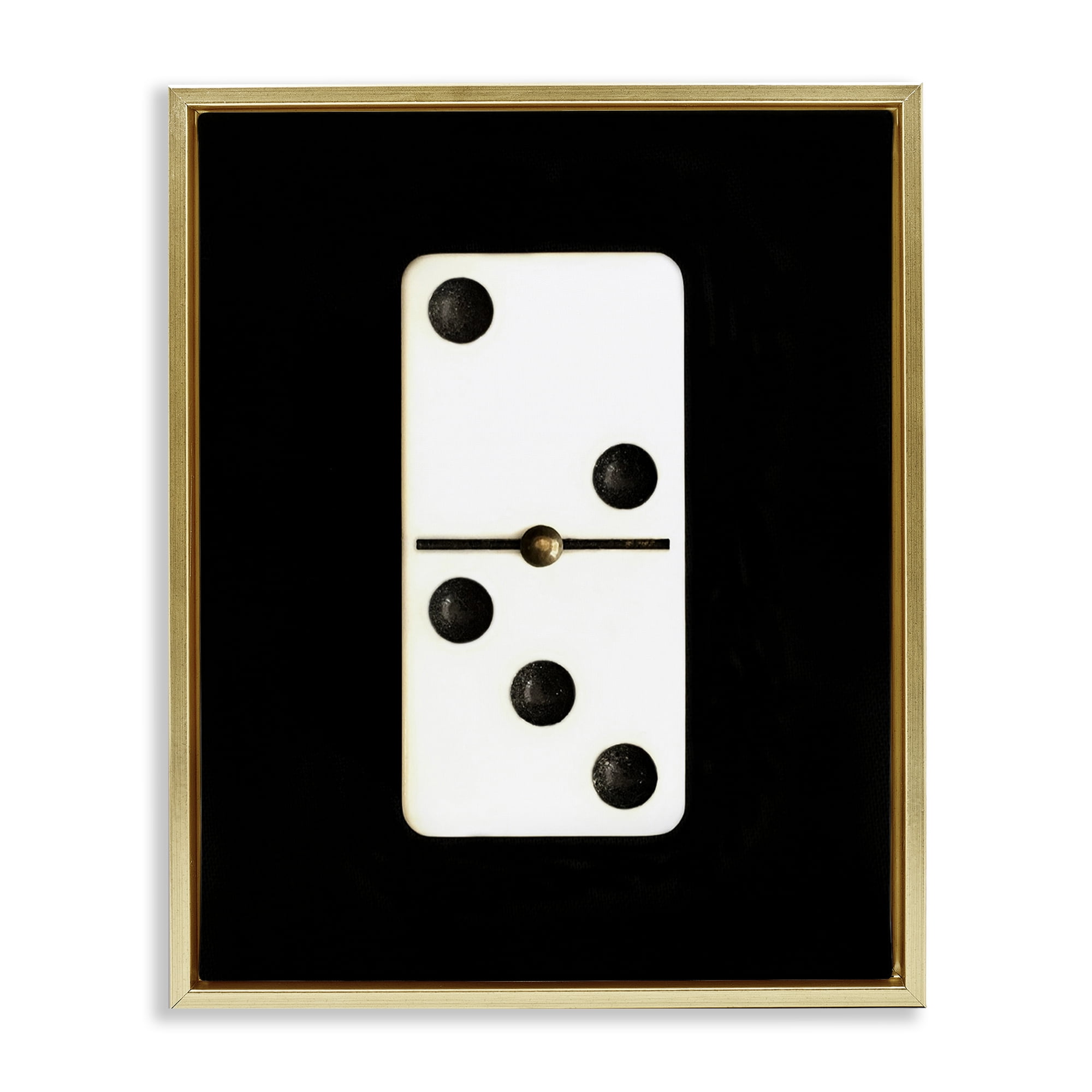 Stupell Industries White Domino on Black Entertainment Painting Gold Floater Framed Canvas Art Print Wall Art, 25 x 31