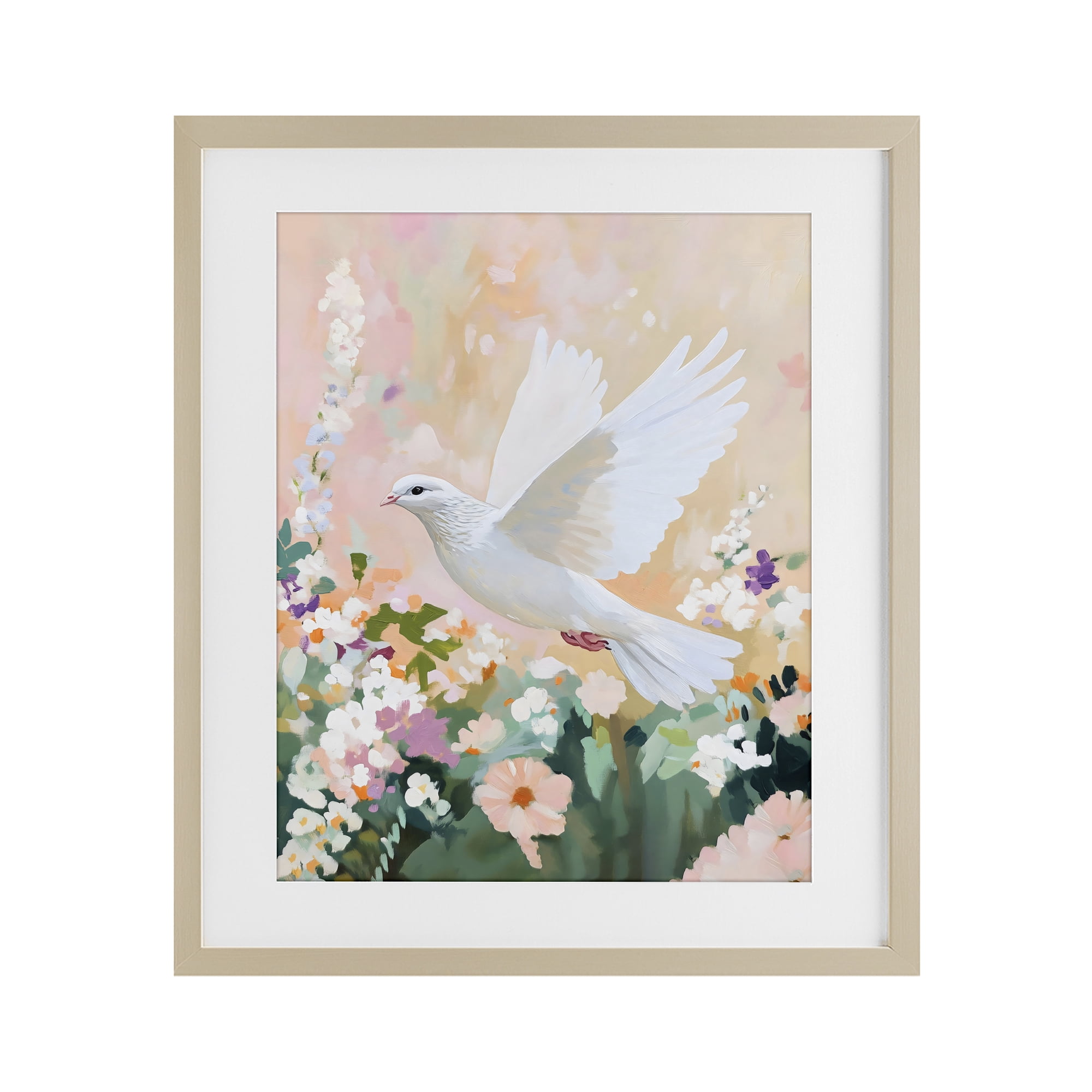 Stupell Industries White Dove Among Spring Blooms Birch Framed Print Under Glass, design by The Prints Vibe