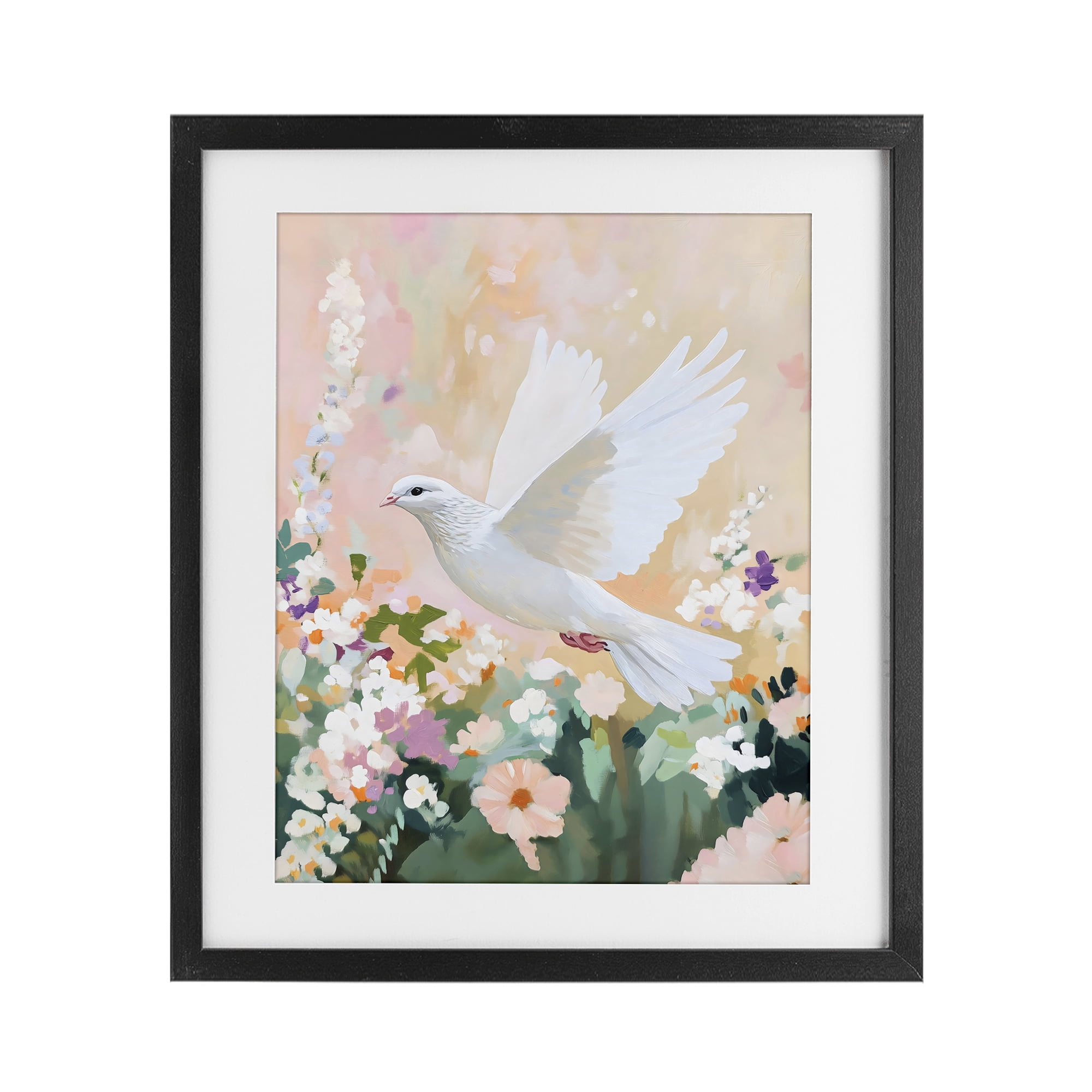 Stupell Industries White Dove Among Spring Blooms Black Framed Print Under Glass, design by The Prints Vibe