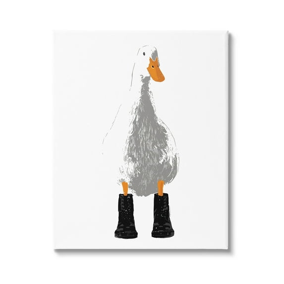 Stupell Industries White Duck Wearing Rain Boots Portrait Graphic Art Gallery Wrapped Canvas Print Wall Art, Design by Kamdon Kreations